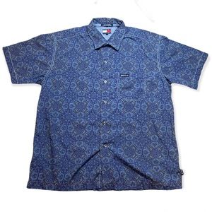 Vintage Tommy Jeans Hawaiian Shirt Paisley Pattern Men’s Large Tommy Hilfiger